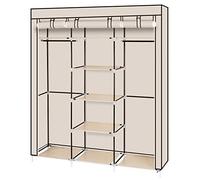 Alightup Armoire de Rangement Penderie Tissu Garde Robe Portable pour Chambre D'adulte, 5 Couches 9 Cubes, Beige Noir