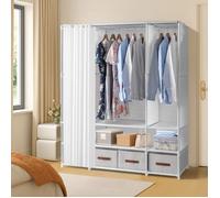 ALIGHTUP - Armoire Penderie avec 4 boîtes de rangement, Armoire de chambre, Armoire de Rangement, - Blanc,144*45*166.5cm