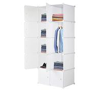 Alightup Armoire Penderie Modulable Portable Grande Capacité Storage avec Portes Étagère de Etagères Empilables Plastique Rangement Chambre pour Chaussures Vêtements Blanc (10 Cubes)