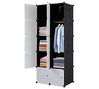Alightup Armoire Penderie Modulable Portable Grande Capacité Storage avec Portes Étagère de Etagères Empilables Plastique Rangement Chambre Adultes pour Chaussures Vêtements (10 Cubes-Porte Blanche)