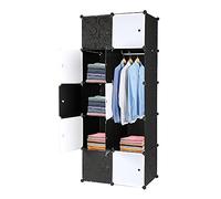 Alightup Armoire Penderie Modulable Portable Grande Capacité Storage avec Portes Étagère de Etagères Empilables Plastique Rangement Chambre Adultes pour Chaussures Vêtements Jouets Noir 10 Cubes