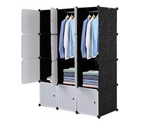 Alightup Armoire Penderie Modulable Portable Grande Capacité Storage avec Portes Étagère de Etagères Empilables Plastique Rangement Chambre Adultes pour Chaussures Vêtements (12 Cubes-Porte Blanche)