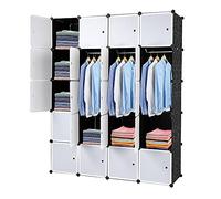 Alightup Armoire Penderie Modulable Portable Grande Capacité Storage avec Portes Étagère de Etagères Empilables Plastique Rangement Chambre Adultes pour Chaussures Vêtements (20 Cubes-Porte Blanche)