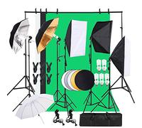 Alightup Kit Éclairage Photo Studio 5-en-1 Support Réglable | 3 softbox, ombrelles, réflecteur, toiles de fond, sac de transport, pour portraits