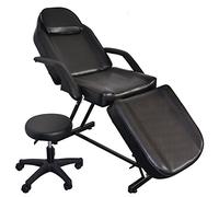 Alightup LEADZM Table de Massage Pliante Professionnelle avec Tabouret à roulettes Legere Aluminium Housse Table Massage Lit Cosmétique Massage 3 Sections Portable Ergonomique Noir