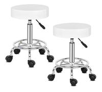 Alightup Lot 2 tabourets à roulettes Blanc Hauteur modulable | Pack double économique pour salon et bureau professionnel
