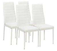 ALIGHTUP Lot de 4 chaises de salle à manger tapissées en PU, Blanc