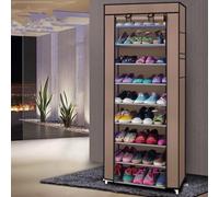 Alightup Rangement Armoire étagères à Chaussures 10 Couches Meubles à Chaussures avec Housse, 58 x 29 x 160 cm, Marron