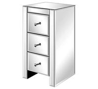 Alightup Table de chevet miroir avec 3 tiroirs, table de nuit, Guéridon, armoire de rangement en verre, 30 x 30 x 60 cm