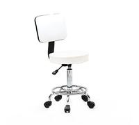 Alightup Tabouret avec roulettes, Coussin Rond, Pieds Ronds et Dossier - Blanc 1