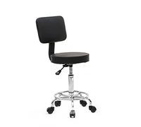 Alightup Tabouret de Bureau avec Dossier, Tabouret à roulettes Rotation à 360°Hauteur Réglable 49-53,5 cm, pour Salon de Massage, Bureau, Clinique (Carrée Noir)