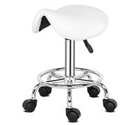 Alightup Tabouret de Bureau Tabouret à roulettes Professionnel Rotation à 360° Chaise a Roulette Salon de Massage Cuisine Bureau Hauteur Réglable Blanc2