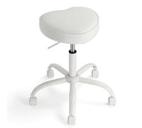 Alightup Tabouret de Bureau Tabouret à roulettes Professionnel Rotation à 360° Tabouret de Selle Hauteur Réglable pour Salon de Massage Cuisine Bureau Clinique Pub Couture Peintre (Blanc en Forme, 2)