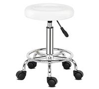 Alightup Tabouret de Bureau Tabouret à roulettes Rotation à 360° | 360° Chaise a Roulette Salon de Massage Cuisine Bureau Hauteur Réglable Blanc3