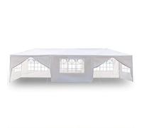 Alightup Tonnelle de Jardin Tonnelle Pliante Imperméable Tente de Reception 3X9m avec 8 Parois aux UV Pavillon Blanc Bâche PE Epaisse de env pour Fête Marriage Les Activités Commerciales