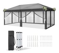 Alightup Tonnelle pliante 3 x 6m Pop Up,Tonnelle de Jardin mit 6 Netzvorhängen,Hauteur Réglable,Imperméable,Protection de UV,Gris