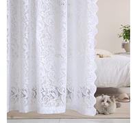 ALIGOGO Rideaux Transparents en Dentelle Blanche de 213,4 cm de Long - Rideaux Transparents en Dentelle Florale Vintage pour Salon - 2 Panneaux avec Passe-Tringle - 132 x 213,4 cm (l x L) - Blanc