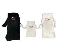 Alihoo Chaussettes magnétiques, drôles sourires pour parents-enfants, chaussettes unisexes amusantes, paires tenant la main, chaussettes pour couple, Taille Unique