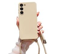 Alihtte Coque pour Samsung Galaxy S23 Plus 5G avec Cordon de Collier, Coque Mince Silicone TPU Bumper Etui Housse Cordon Réglable Téléphone Portable Lanyard Case pour Galaxy S23 Plus Beige