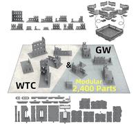 AliKids Ruine de terrain modulaire pour Wargame WH40K, compatible avec 10E GW & W-T-C, HIPS Moulage par injection plastique (ensemble de table complète)