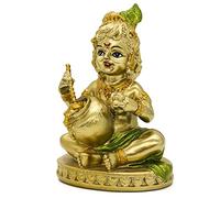 alikiki Statue de Dieu Hindou bébé Krishna - Petite Idole Indienne de Krishna Figurine pour la Maison, Le Bureau, Le Temple Pooja Article Inde Murti Bouddha Cadeaux Religieux Sculpture Lord Krishna