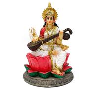 alikiki Statue de la déesse hindoue Saraswati - Sculpture de Saraswati de 21,8 cm de Hauteur - Article de Murti pour Homme, Femme, Amis, Famille, Diwali, Maison, Bureau, Temple Mandir -