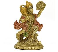 alikiki Statue du Dieu Hindou Volant Hanuman - Petite Idole Indienne Murti Pooja - Figurine de Seigneur de l'Inde Finition dorée pour décoration de Maison Puja Temple Mandir Bouddha
