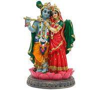 alikiki Statue du Dieu Indien Radha Krishna - 14 cm H déesse hindoue Radha et Dieu Krishna Sculptur Inde Murti Article Maison Bureau Temple Mandir sanctuaire autel Pooja