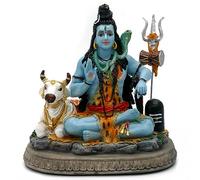 alikiki Statue du dieu indien Shiva - Cadeaux pour hindou indien 17 cm H Shiva Idol W/vache Cadeau de retour indien Studio de méditation Décoration spirituelle Maison Bureau Mandir Autel Pooja Article