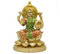 alikiki Statue du Seigneur Lakshmi de la déesse hindoue - Grand Laxmi indien pour la maison, le bureau, le temple de Mandir - Article Murti Prière Diwali Pooja - Kit de brillance pour autel de