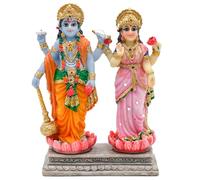 alikiki Vishnu Lakshmi Narayana Statue - 11,9 cm Lord Vishnu W/Laxmi MATA Indien Diwali Pooja Article Murti Cadeaux pour Couple Indien ami Famille Maison Bureau Mandir Temple Puja Decor