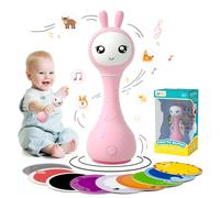 alilo Hochet Musical Lumineux Smarty Bunny pour Bébé 0+ Mois - Fille, 5 Modes Musicaux et Fonction de Reconnaissance des Couleurs avec 9 Cartes de Couleur, Rose