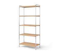 Alima NDS6 Étagère 83x38x174 cm Chrome/Chêne massif laqué