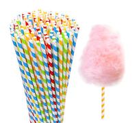 Alimat PluS Lot de 200 bâtonnets de bonbons en coton colorés de 35 cm avec motif à rayures pour la fabrication de bonbons