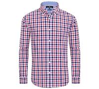 Alimens & Gentle 100% Coton - Coupe Droite - Manches Courtes - Chemise hawaïenne décontractée pour Homme, Rouge, à Carreaux, L
