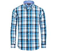 Alimens & Gentle Chemise boutonnée Classique pour Homme, Noir/Bleu, Carreaux, XL