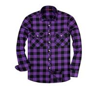 Alimens & Gentle Chemises décontractées à Manches Longues en Flanelle pour Homme - Violet - Taille L