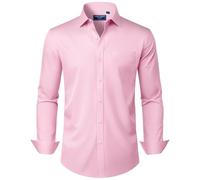 Alimens & Gentle Chemises habillées à Manches Longues en Coton Stretch Infroissable pour Homme, Rose, Taille M