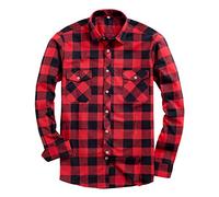 Alimens & Gentle Classic Chemise à Bouton Bas, Rouge/Noir à Carreaux, M Homme