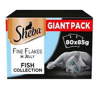 Aliment humide pour chat - SHEBA - Pâtée délicate saveurs de poisson en gelée - 80 x 85 g - Adulte - Moyen