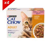 Aliment pellicule pour chat - CAT CHOW Adult Saumon Haricots verts 40x85g