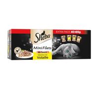 SHEBA Mini Filets - Sachets Fraîcheur en Sauce, Sélection à la Volaille pour Chat Adulte - 40x85g