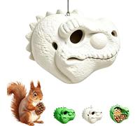 Alimentador de esquilo COM cabeça de dinossauro, cabeça engraçada de alimentador de esquilo, Adequado Para decoração de jardim ao AR Livre ou pátio, pode conter(Blanc)