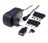 Alimentateur Universel Stabilisé Prise 3-12V DC 300mA Conn. DC, Jack, USB