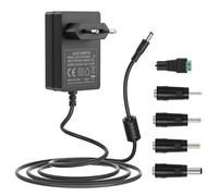 Alimentation 24V, Cordon d’Alimentation 24Volt DC Compatible avec LED Bande Lumineuse CCTV Caméra Lampe à Ongles Diffuseur d’huiles essentielles Pistolet de Massage, avec 5 Embouts DC
