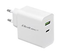 Chargeur mural Qoltec 45 W | 5-20 V | 2,4-3 A | USB Type-C PD | USB | Blanc