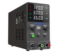 Alimentation CC variable, 0~120V 0~3A commutation réglable, alimentation régulée CC avec charge rapide USB et type-C, bouton d'encodeur, interrupteur marche/arrêt de sortie, affichage LED à 4 chiffres