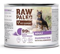 Alimentation humide VETEXPERT RAW PALEO Duoprotein Canard & Sanglier Adulte 200 g