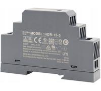 Alimentation Mean Well HDR-15-5 15W 5V 2,4A, à sortie unique, sur DIN