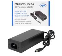 Alimentation - PNI - PNI-230V-12V - 230 V - 12 V - 5 A - Câble 2,3 m noir